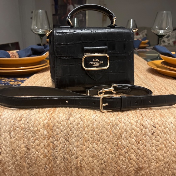 Coach Morgan Top Handle Satchel Bag in Black Croc Embossed leather - Picture 6 of 6